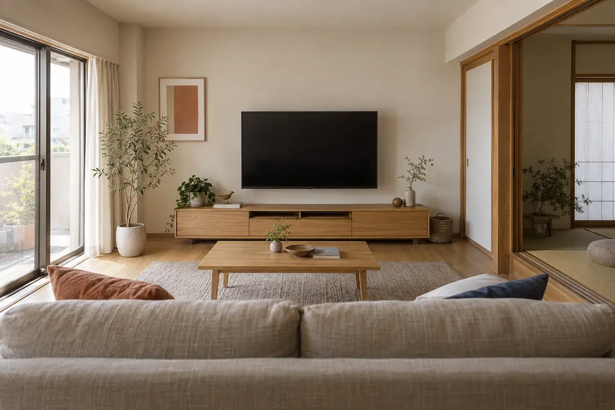 ソファから見たテレビ。距離が取れている